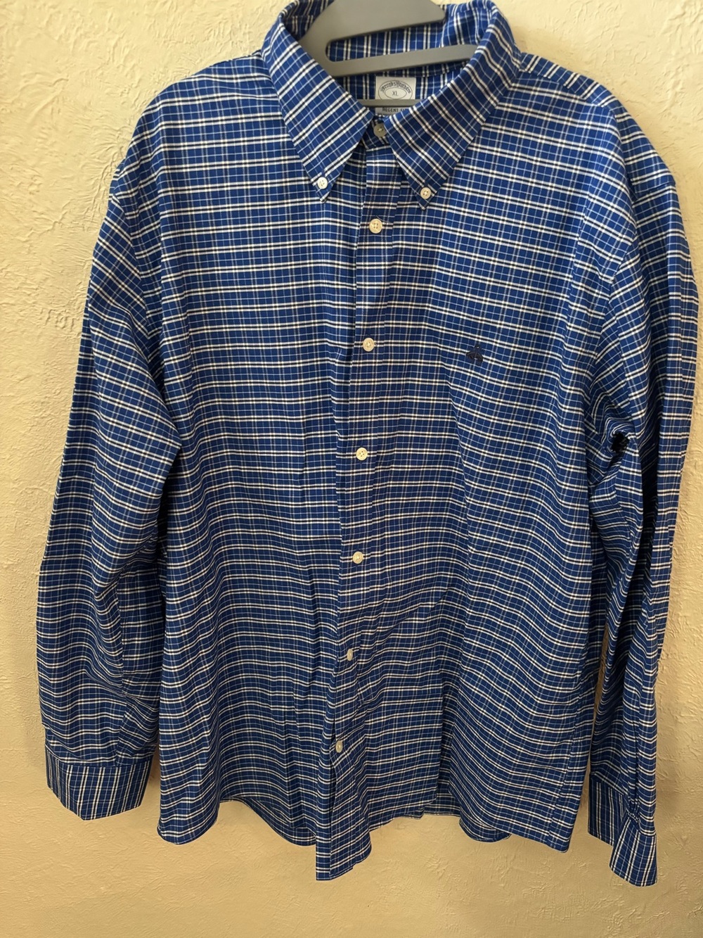 Brooks Brothers Blue and White Plaid Button-Down Shirt